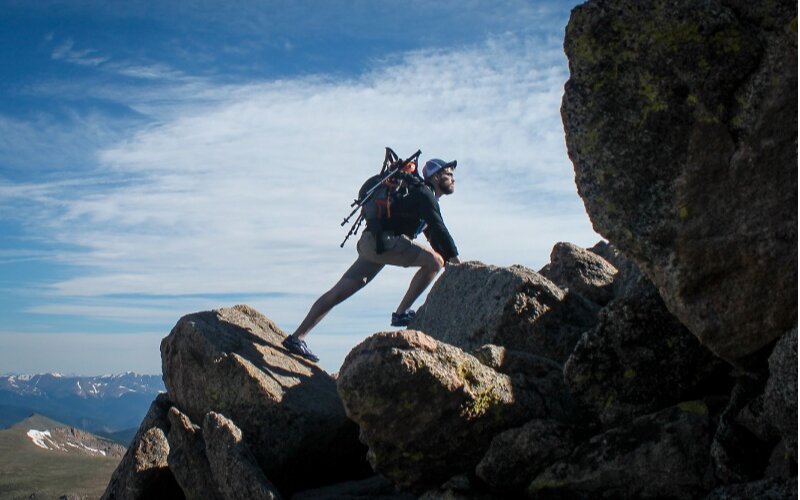 Man rock climbing