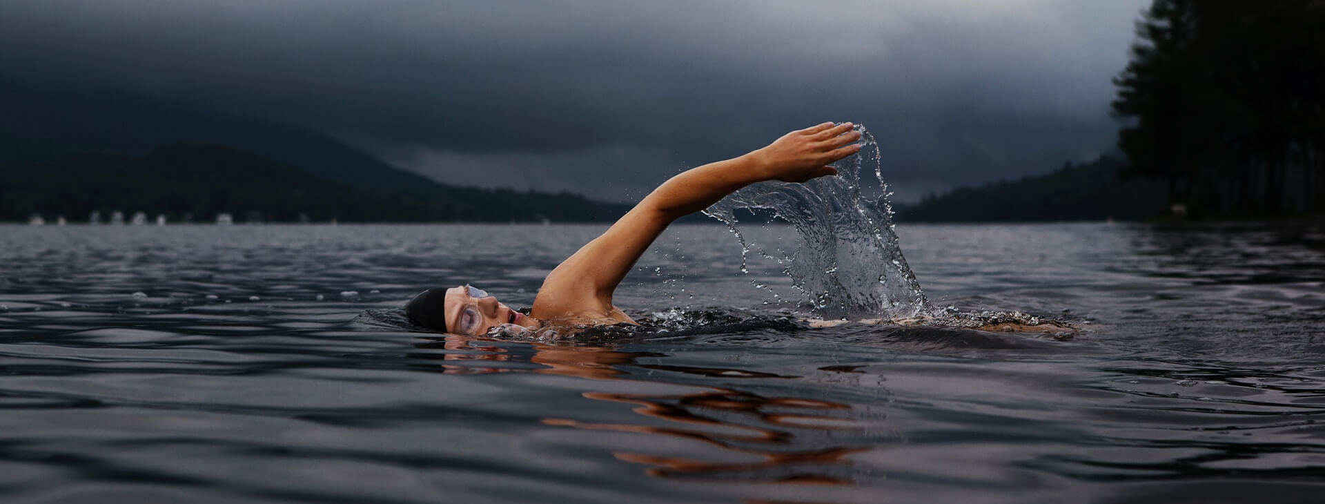 swimmer in open water